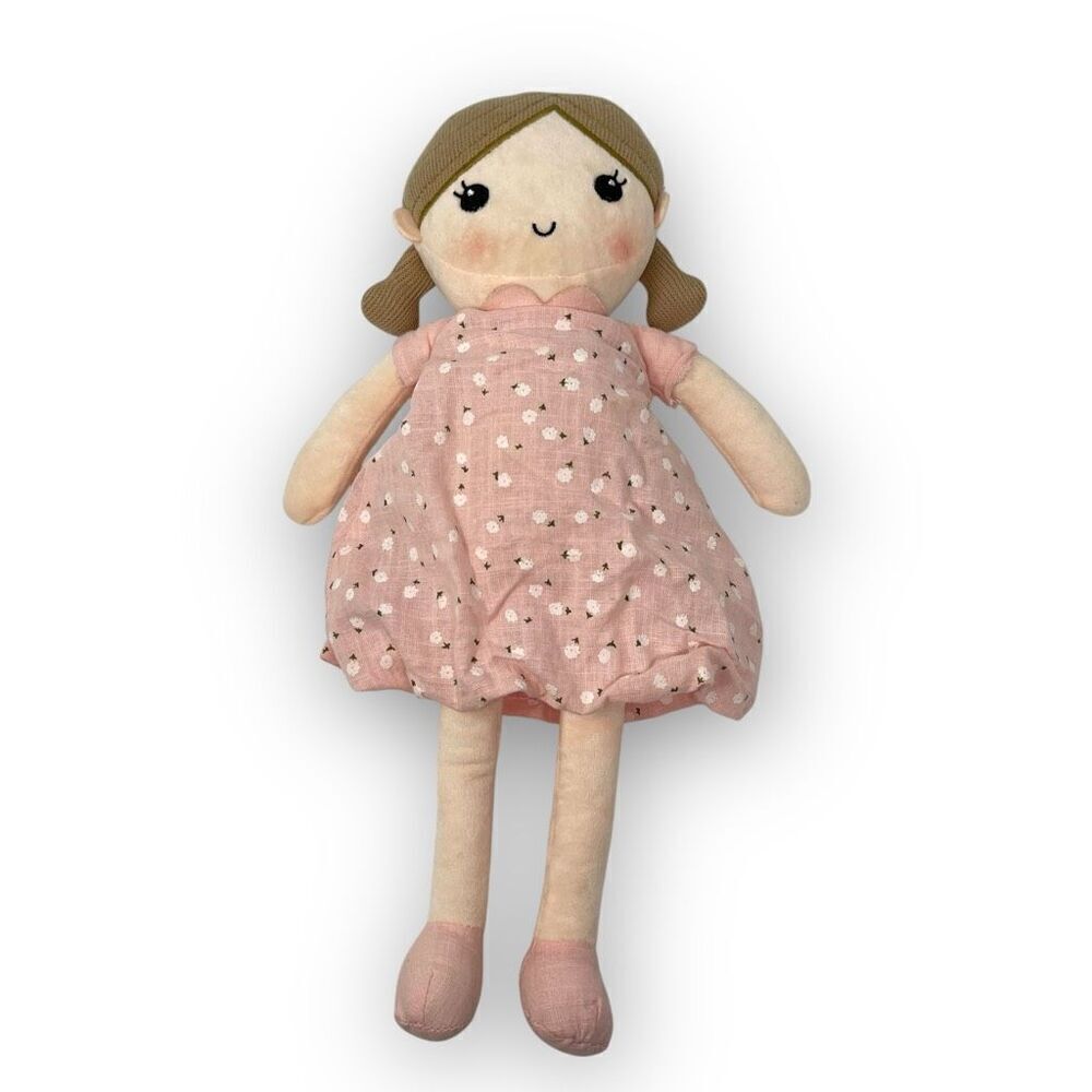 Linzy Toys 15" Sweet Cakes Knit Plush Girl Doll Pink Floral Linen Dress Flawed